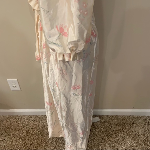 Vintage JC Penney Misses Robe Satin Floral Puff Sleeve Ruffle Trim Robe - Picture 9 of 16